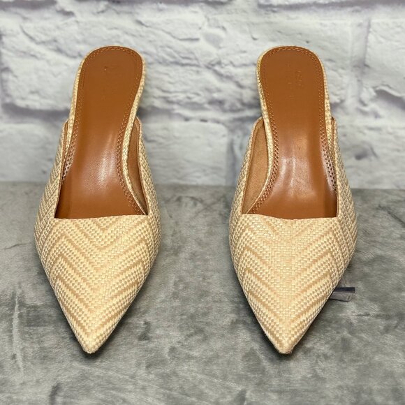 Asos Cream & Tan Chevron Print Mules - Picture 3 of 6
